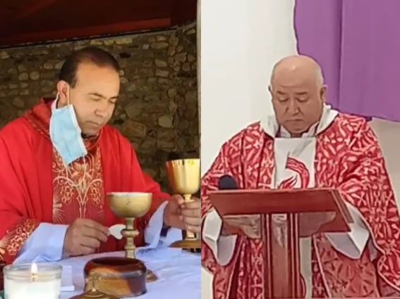 Los sacerdotes Pastor Eugenio Rodríguez Benavides y Leonardo Guevara Gutiérrez fueron sacados por oficiales del régimen de sus parroquias en Jalapa y Estelí. (El Confidencial)