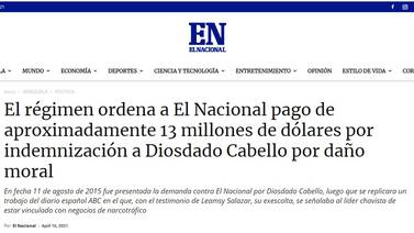 Justicia de Venezuela impone millonaria multa al periódico ‘El Nacional’ por supuesta difamación contra Diosdado Cabello