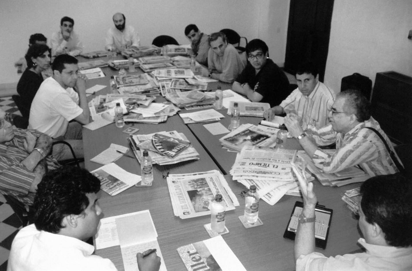 Gabriel García Márquez. Noviembre 1998. Encuentro con periodistas en Cartagena.