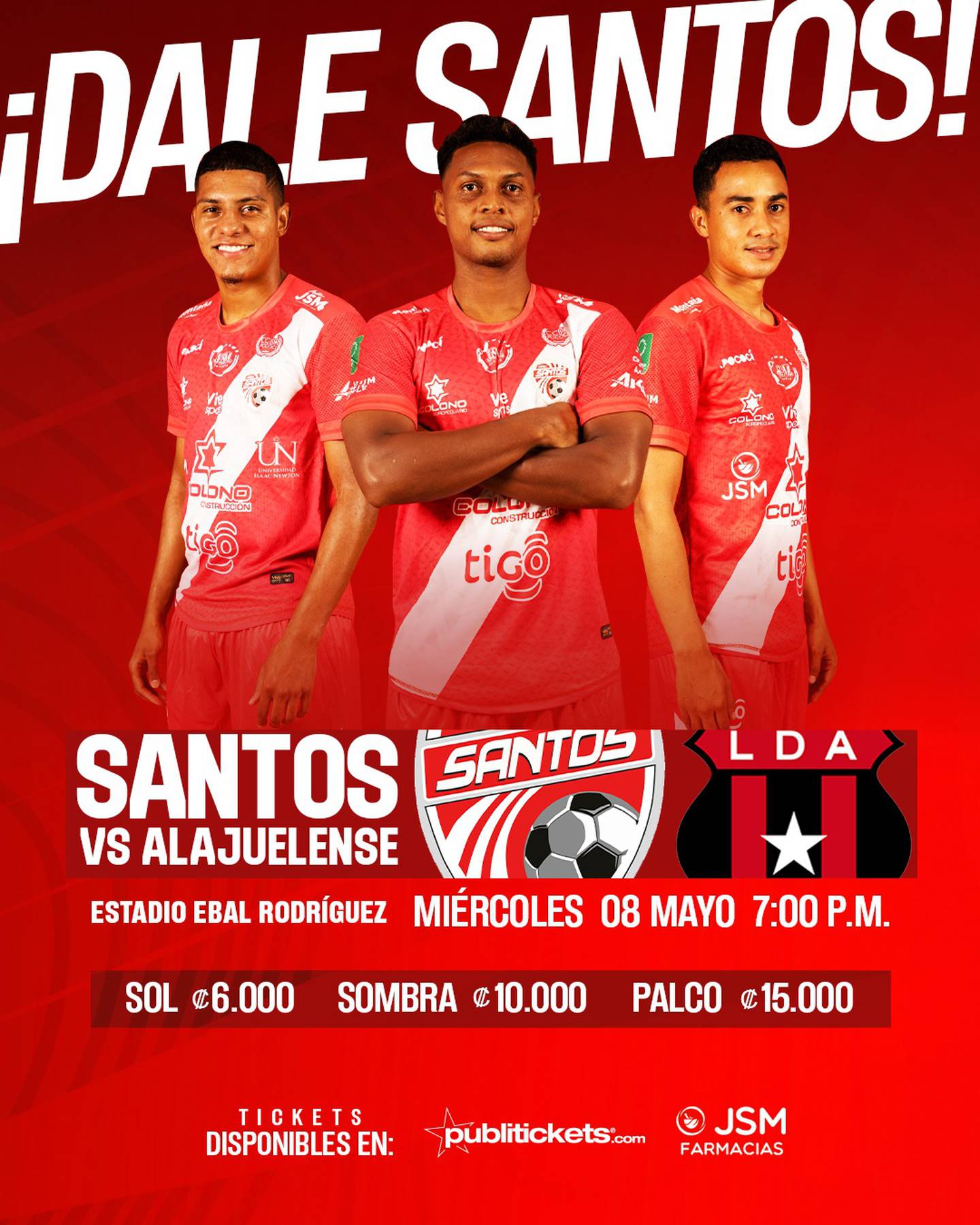 Este es el precio de las entradas para el partido entre Santos y Liga Deportiva Alajuelense.