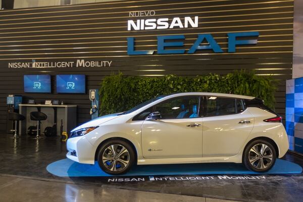 14/03/2019. Heredia, Belen. Inauguración de la Expomóvil 2019. El Nissan LEAF es un automóvil eléctrico con autonomía de 389 km con carga completa en ciclo urbano. O 270 km en ciclo combinado. Fotografía José Cordero.