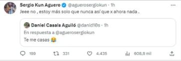Sergio Agüero respondió a uno de los usuarios 