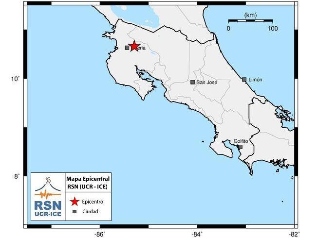 Uno de los temblores de este 1.° de octubre del 2022 tuvo epicentro en Guayabo de Bagaces, Guanacaste.