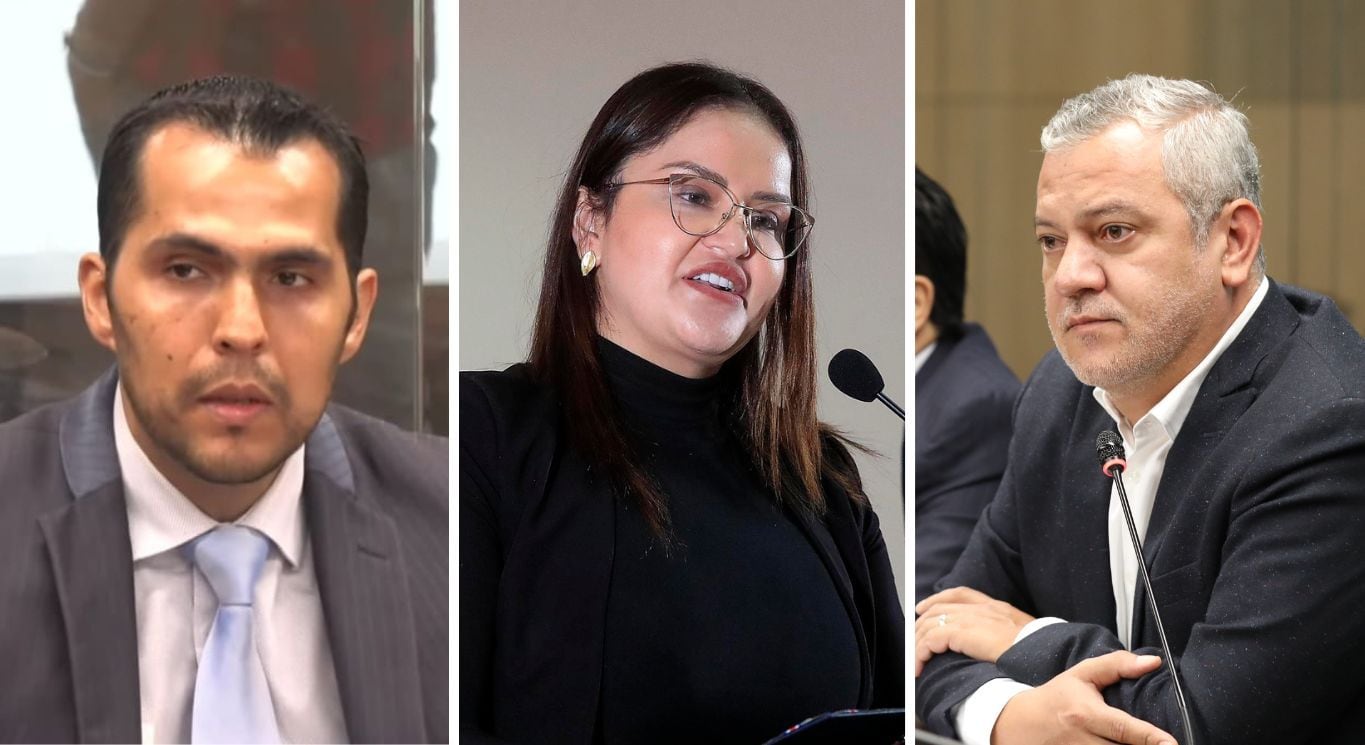 En la imagen Emmanuel Figueroa, Joselyn Chacón y José Francisco Coto, quienes son algunos de los comparecientes que se abstuvieron de declarar en la Comisión Investigadora de Financiamiento Electoral.