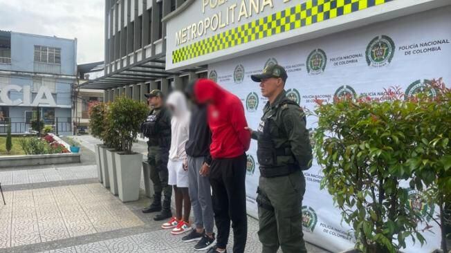 Los detenidos quedaron bajo las órdenes de la Fiscalía colombiana. Foto: Policia Nacional de Manizales.