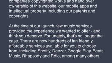 Portal musical Grooveshark cierra por falta de licencias de derechos de autor
