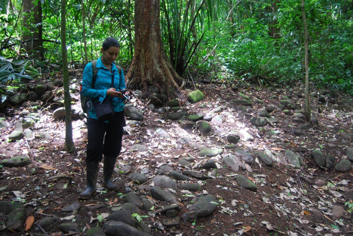 La arqueóloga Yahaira Núñez, dice que al menos cinco hectáreas del Parque Nacional, en Turrubares, encierran enigmas de nuestros antepasados. Foto: Cortesía.