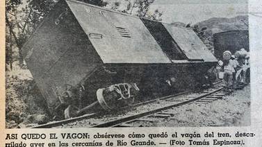 Hoy hace 50 años: Tren que venía de Puntarenas se descarriló en las cercanías de Río Grande