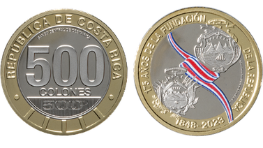 Nueva moneda coleccionable de ¢500 conmemora el 175 aniversario de la República