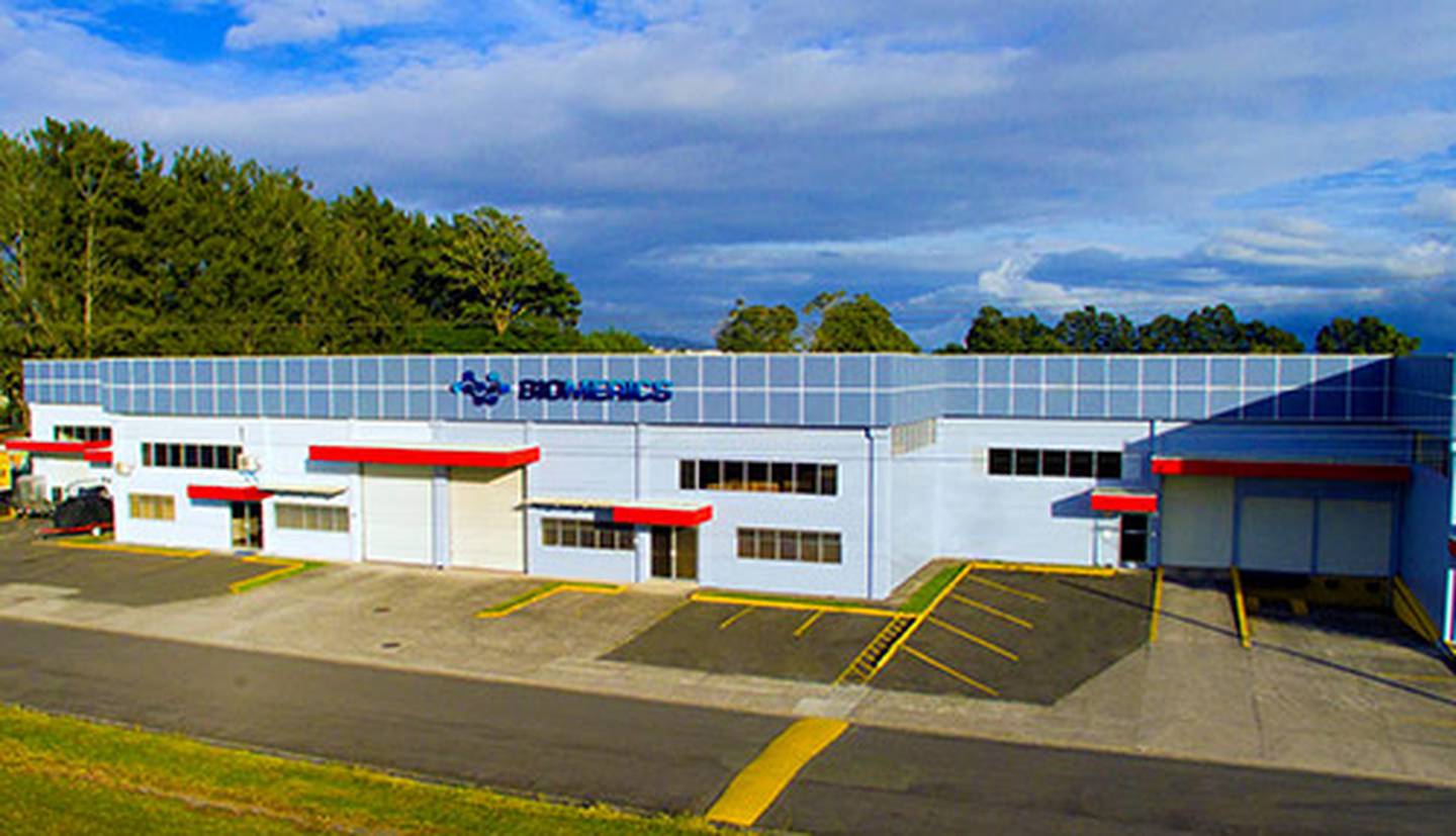 Las instalaciones de Biomerics en Costa Rica están en el parque industrial Zona Franca La Zeta en Cartago. Emplea actualmente a 175 personas. Foto: Tomada de la página de la empresa