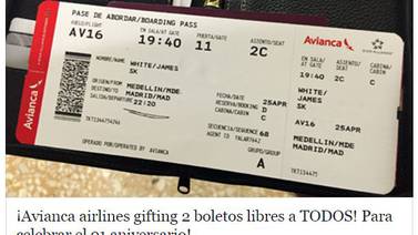Avianca e Iberia no ofrecen tiquetes gratis con solo completar un cuestionario