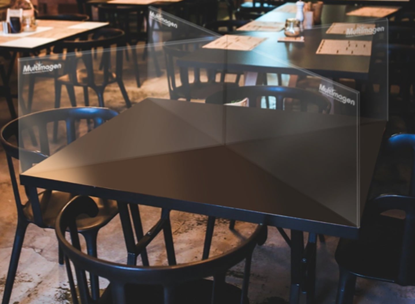 Ejemplo de división física en una mesa de bar.