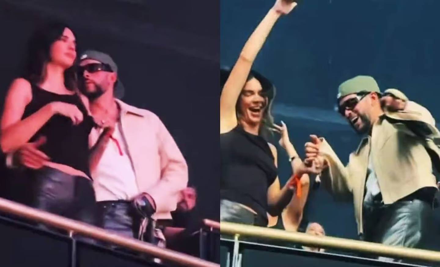 Kendall Jenner y Bad Bunny durante concierto de Drake. Captura de pantalla de los videos que tomaron varios asistentes al concierto
