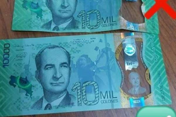 Billetes falsos de ¢10 mil colones circulan en San José