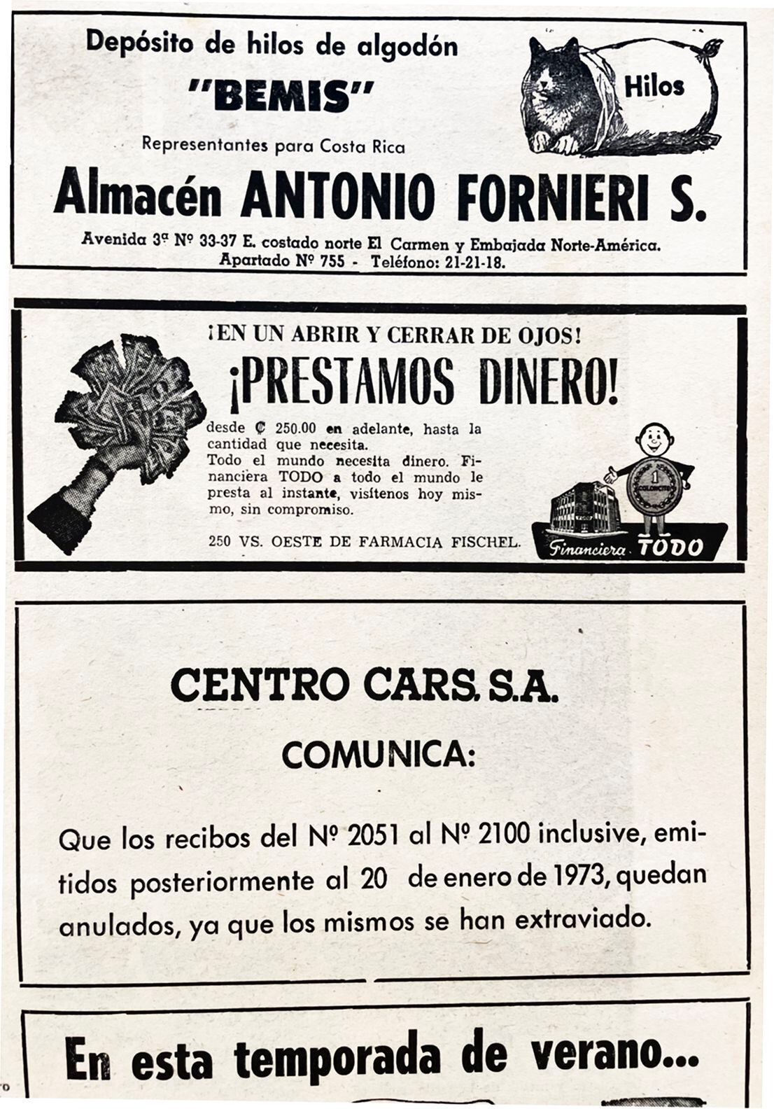 Aquí, algunos de los anuncios que publicó La Nación en su versión impresa.