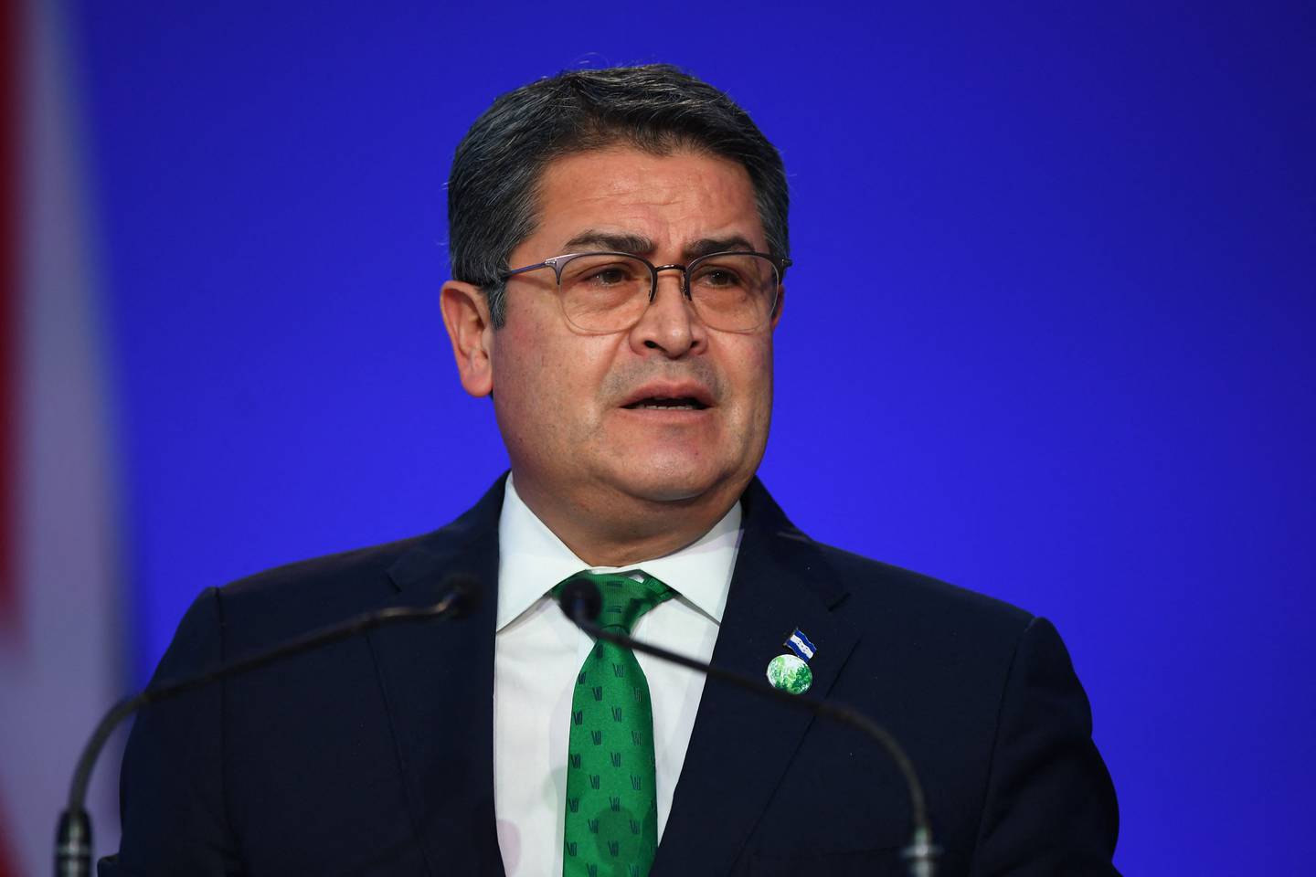 Juan Orlando Hernández, expresidente de Honduras, brindó una conferencia sobre cambio climático en el 2021.