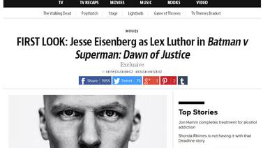 Vea a Jesse Eisenberg como Lex Luthor en 'Batman v Superman: Dawn of Justice'