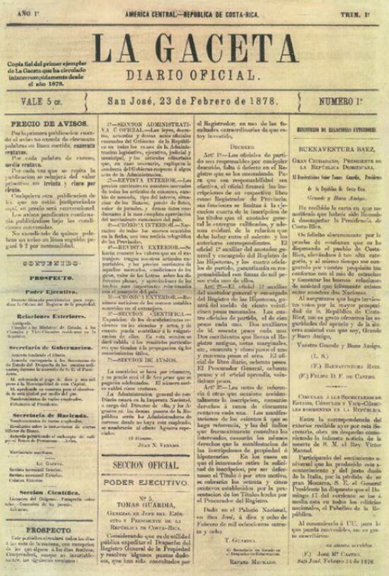 Con esta edición, publicada el 23 de febrero de 1878, 'La Gaceta' se convierte en un diario.