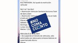 #NoComaCuento: No es cierto que se prohibió el tránsito de vehículos en la primera quincena de abril