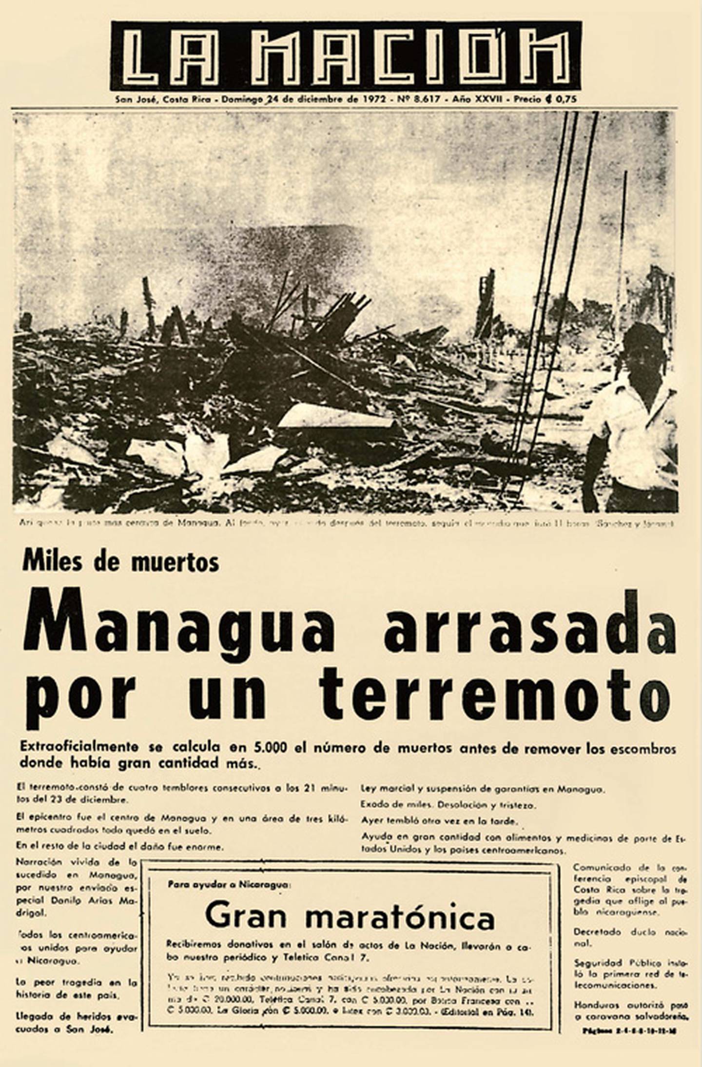 Portada de La Nación del domingo 24 de diciembre de 1972
