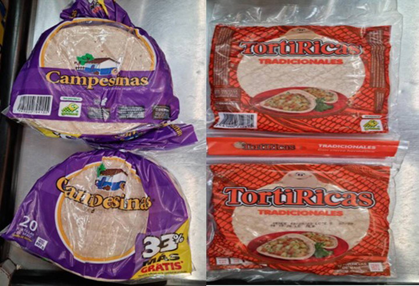 Estos son los lotes analizados de las tortillas de maíz TortiRicas Tradicionales, y las tortillas de maíz Campesinas. Foto: (Salud)