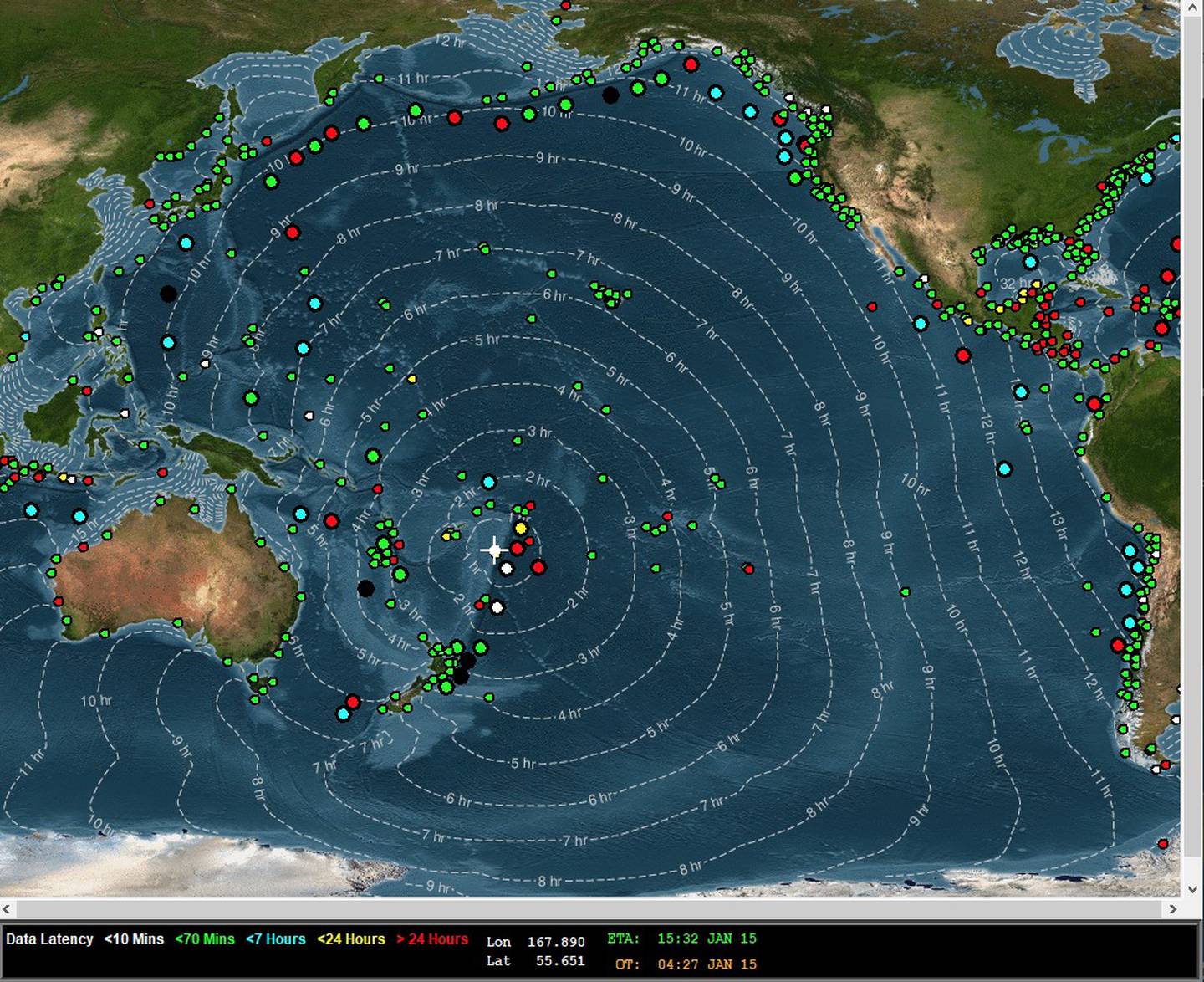 El Sistema Nacional de Monitoreo de Tsunamis (Sinamot)   indicó  sobre la probabilidad  de corrientes fuertes y oleajes por el sunami causado por la erupción del volcán en Tonga. Imagen: Sinamot.