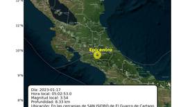 Temblor en Costa Rica: Cartagos despertaron a las 5:02 a. m. ‘con sonido’