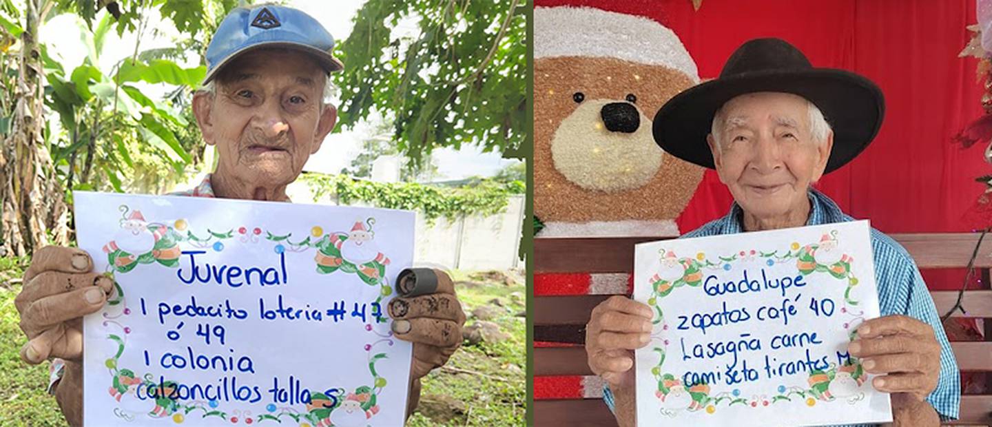 Estos son los regalos que piden Don Juvenal, de 102 años, y don Guadalupe, de 103 años, para esta Navidad. Ambos cuentan con buena salud. Foto: Facebook