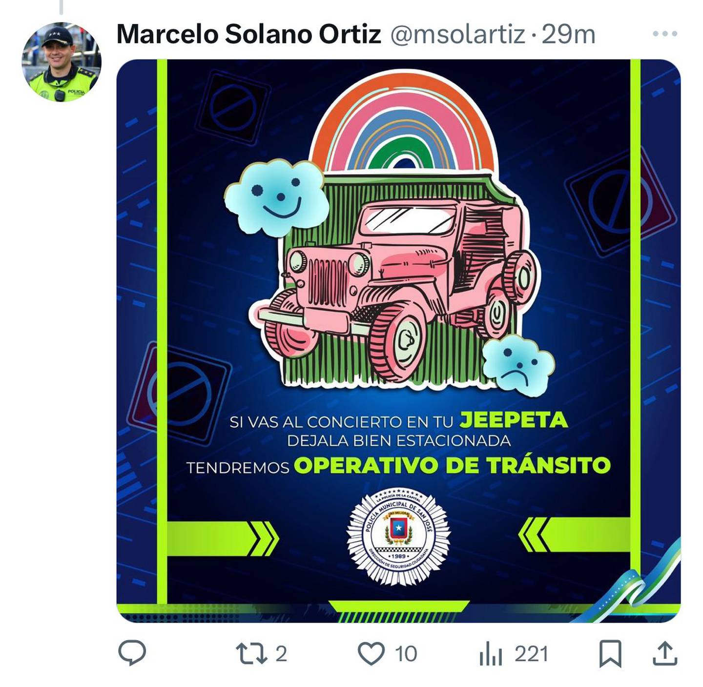 Marcelo Solano, jefe de la policía municipal confirmó que se están realizando operativos de tránsito en los alrededores del Estadio Nacional durante el concierto de Karol G.