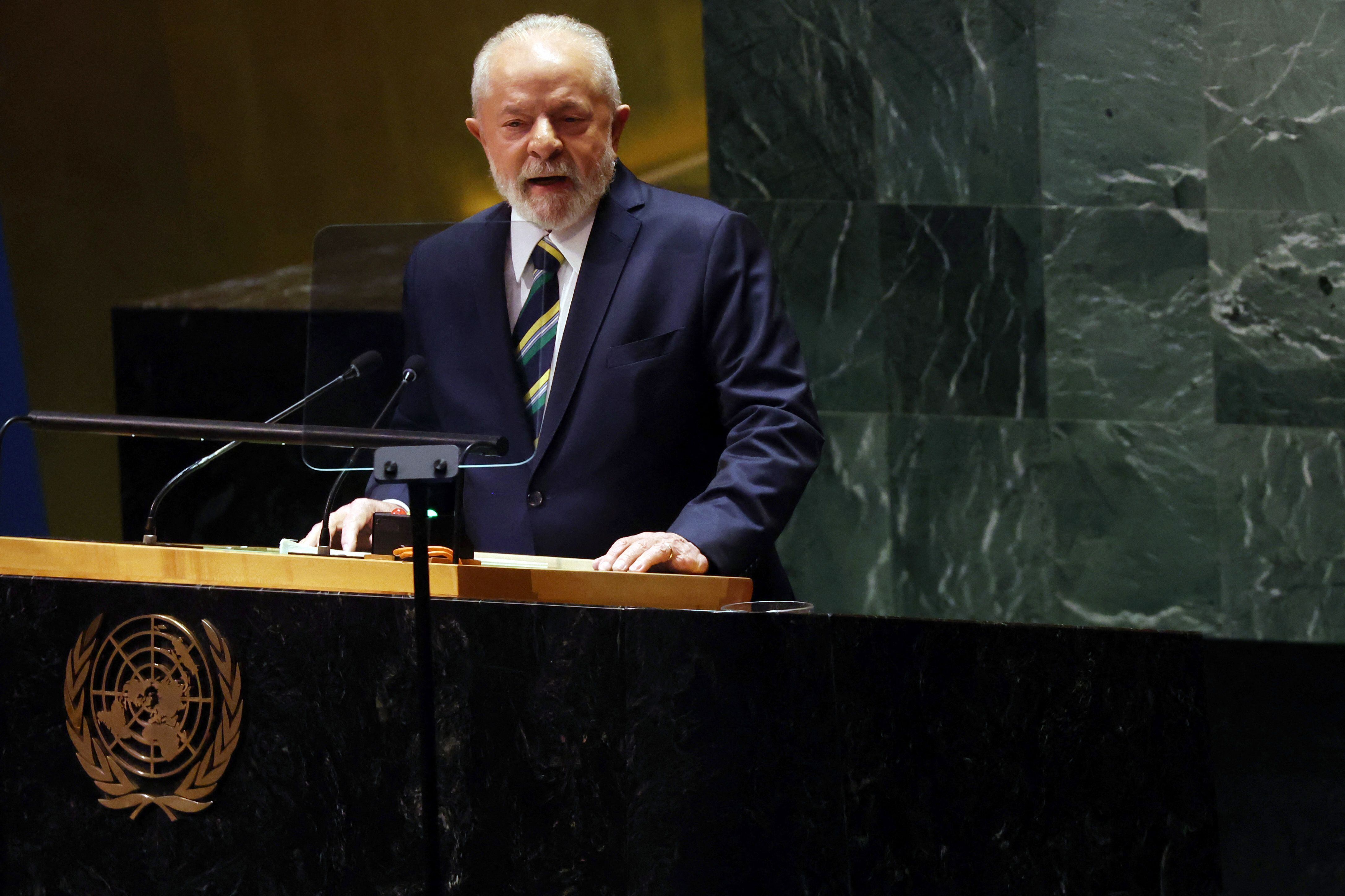 El presidente de Brasil, Luis Inácio Lula da Silva, se dirige a los líderes mundiales durante la Asamblea General de las Naciones Unidas (ONU).