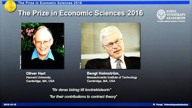 Dos investigadores de contratos se dejan el premio Nobel de Economía