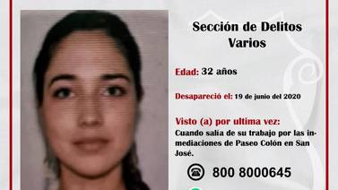 María José Arcia: Mujer de 31 años desaparece al salir de su trabajo en San José
