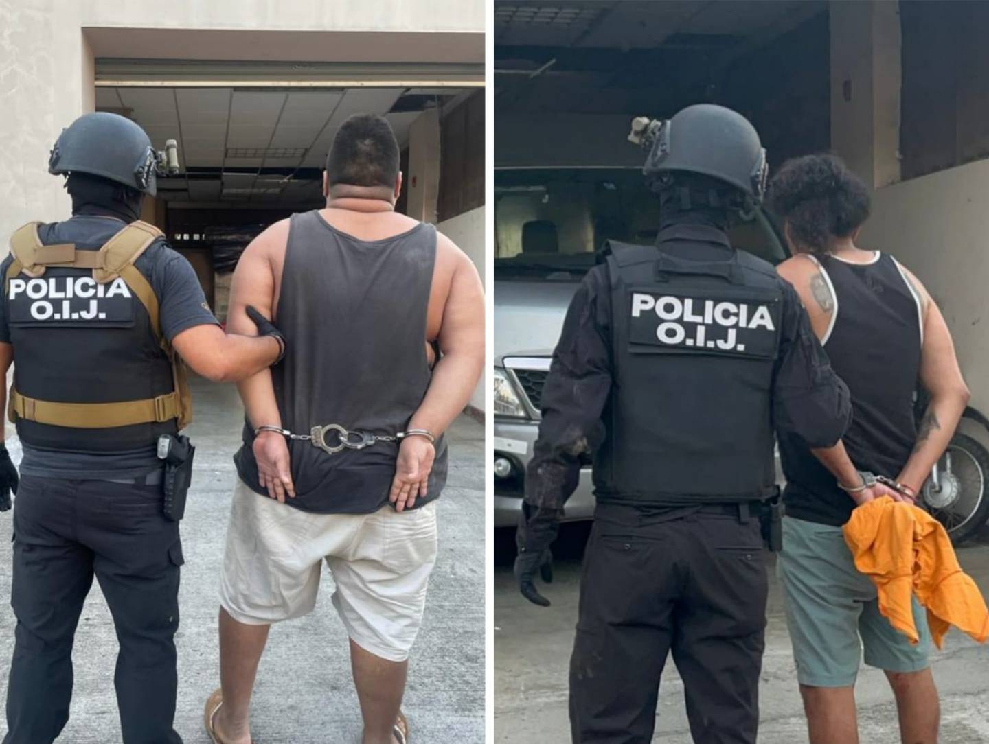 Dos integrantes de la banda Los Guayacanes, de El Roble de Puntarenas, fueron detenidos en cuatro allanamientos del OIJ este jueves. Foto: OIJ.
