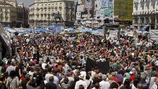 Continúan protestas de la puerta del Sol, en Madrid