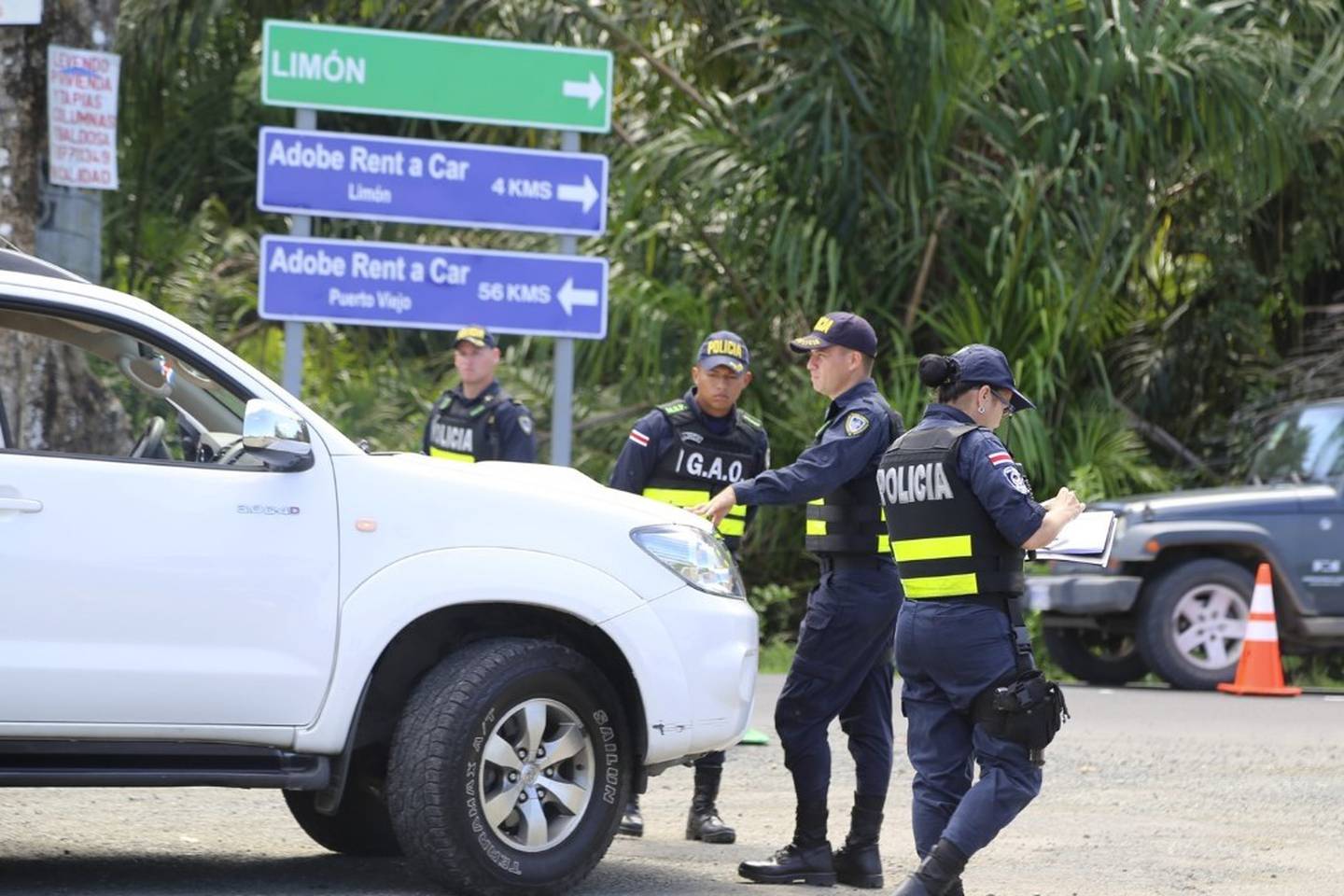 Algunos cantones de Limón como Siquirres, Matina y Pococí tienen refuerzos policiales para contrarrestar la inseguridad. Foto: Cortesía MSP.