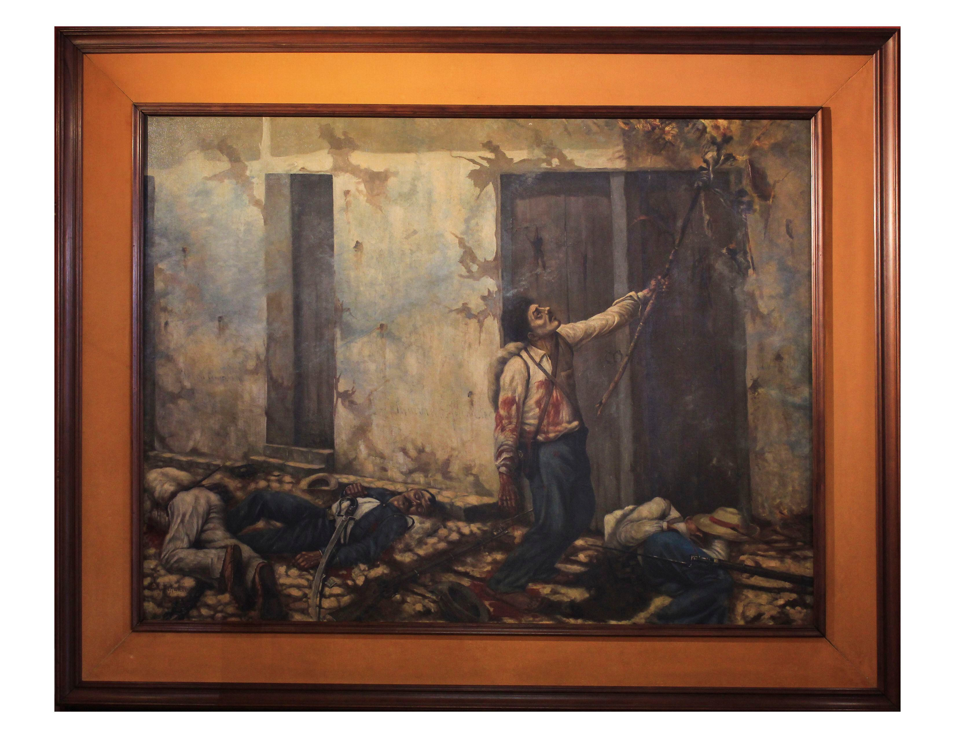 El cuadro 'La quema del Mesón' realizada por Enrique Echandi en 1896, fue duramente criticado en su época por mostrar la hazaña del héroe nacional de una forma más visceral y realista. Actualmente, la pintura se encuentra en el museo Histórico Cultural Juan Santamaría, en Alajuela. Foto: Massiel Varela Piñeiros