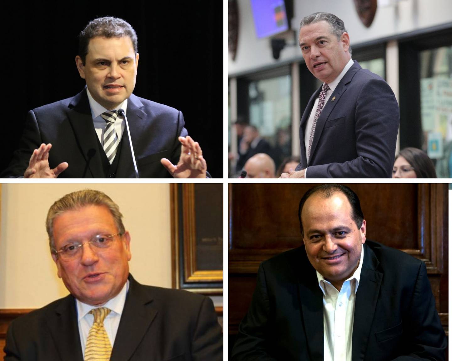 Los precandidatos presidenciales del PLN Carlos Ricardo Benavides, Roberto Thompson, Rolando Araya y Claudio Alpízar aprueban que se atrase la convención interna debido a la emergencia sanitaria.