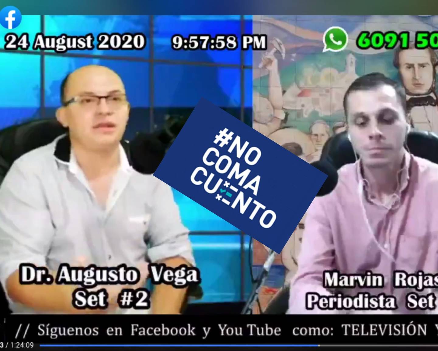 El médico Augusto Vega asistió el lunes 24 de agosto al programa La Hora de Juanito Mora, conducido por el periodista Marvin Rojas.