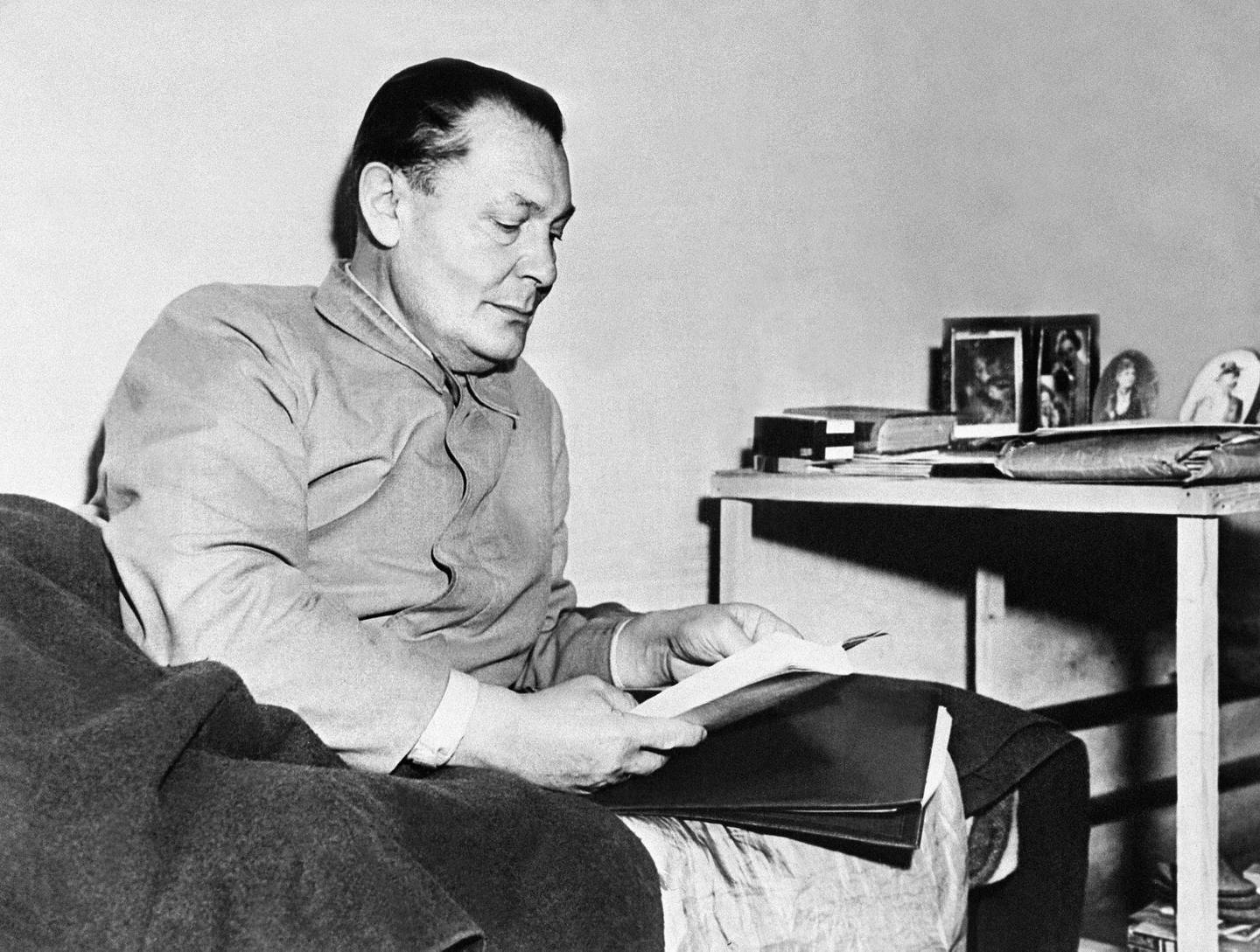 A photo dated circa December 1945 shows Hermann Goering reading in his prison cell in Nuremberg. On November 20, 1945, the first international trial in history opened in Nuremberg, Germany, forcing 21 senior Nazi officials including Adolf Hitler's designated successor Hermann Goering to face justice for the first time.