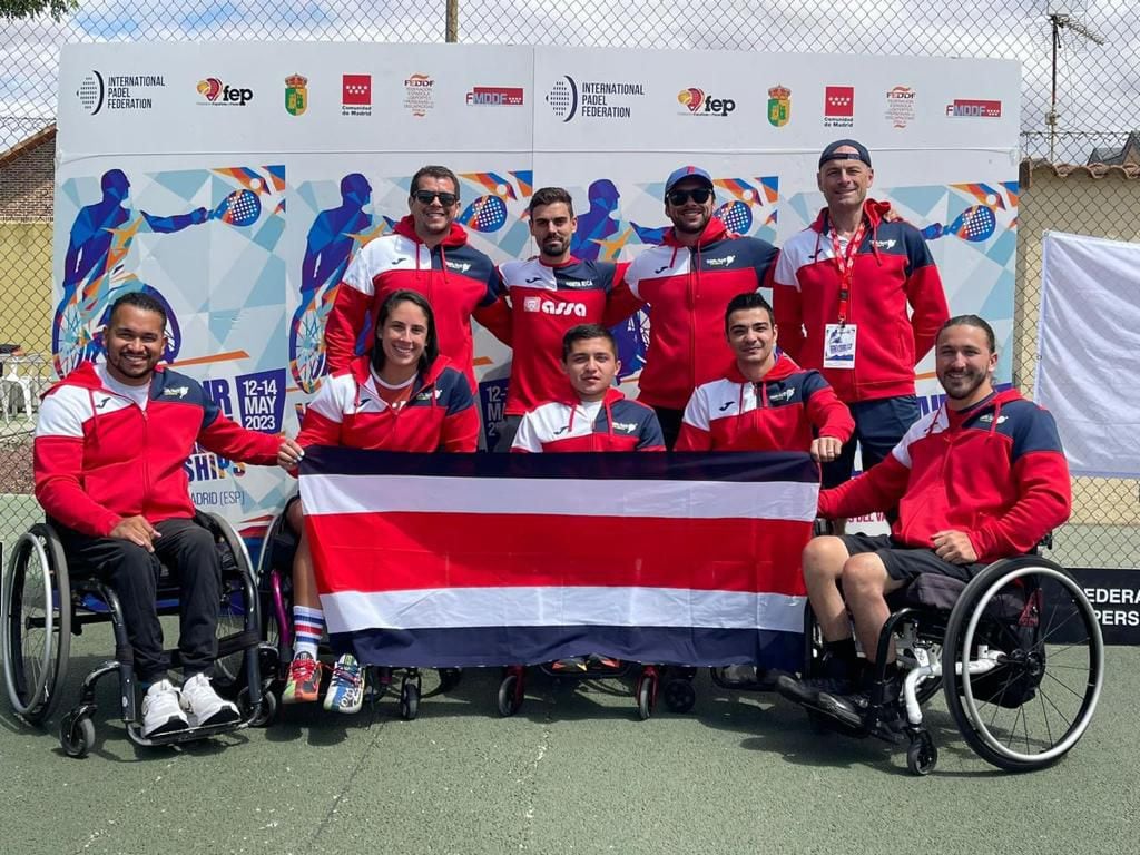La Selección Nacional de Costa Rica que compitió en el Mundial de Pádel en silla de ruedas. Cortesía Olman Mora