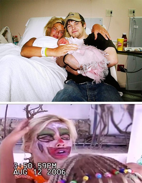 La foto con el rostro pintarrajeado fue tomada del video en el que la exPlaymate aparece totalmente drogada, ya cerca de la fecha del parto de Dannielynn. 
| Fotos: Archivo