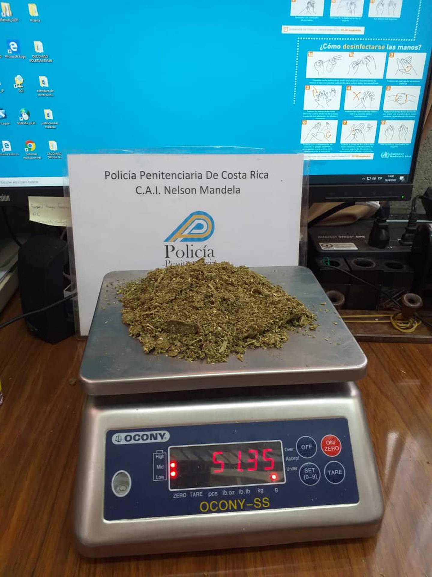 De estos 51 gramos de marihuana decomisados en un pedido que de pollo asado que iba para un reo en San Carlos, se podían elaborar decenas de cigarrillos. Foto: Cortesia Min. de Justicia.