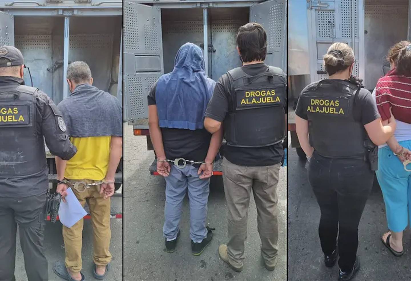 Los tres sentenciados en Alajuela cayeron en allanamientos del OIJ en setiembre del año pasado. Fotos: OIJ.