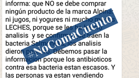 #NoComaCuento: Cadena de WhatsApp sobre productos lácteos contaminados con salmonella es falsa