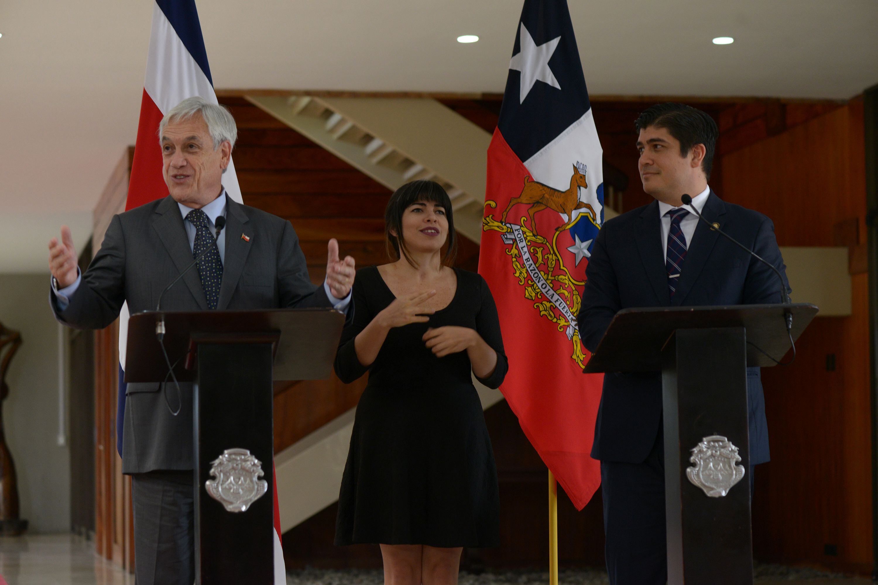 Sebastián Piñera visitó Costa Rica en el 2018. En aquella ocasión, sostuvo reuniones con el entonces mandatario Carlos Alvarado. Foto: 