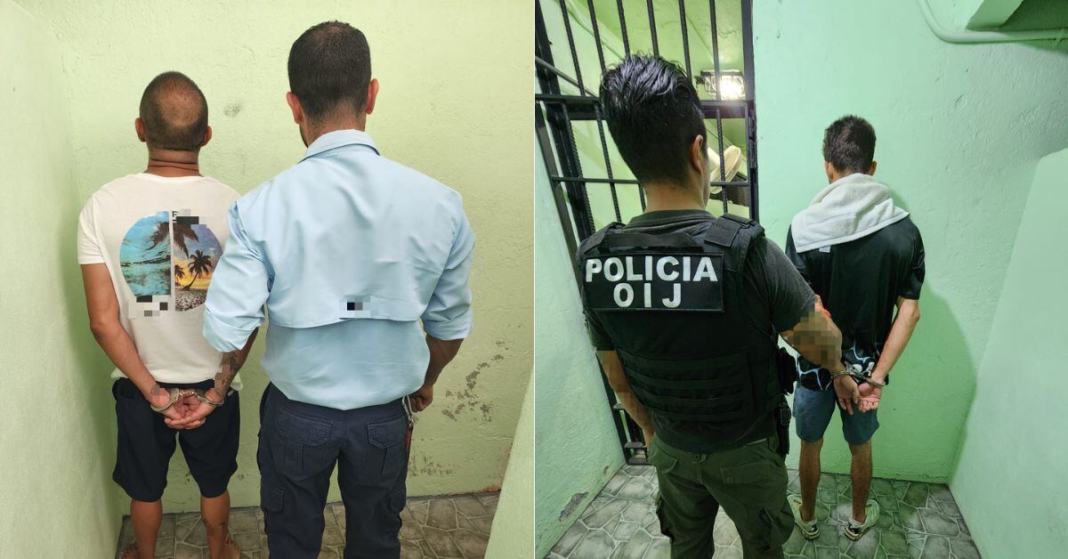 Los sospechosos Chaves (izquierda) y Mesén (derecha) fueron detenidos por homicidio en Quepos.