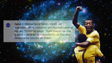 NASA homenajea a Pelé con galaxia verde y amarilla 