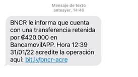 Nuevo intento de estafa a clientes del Banco Nacional se esparce en un mensaje de texto