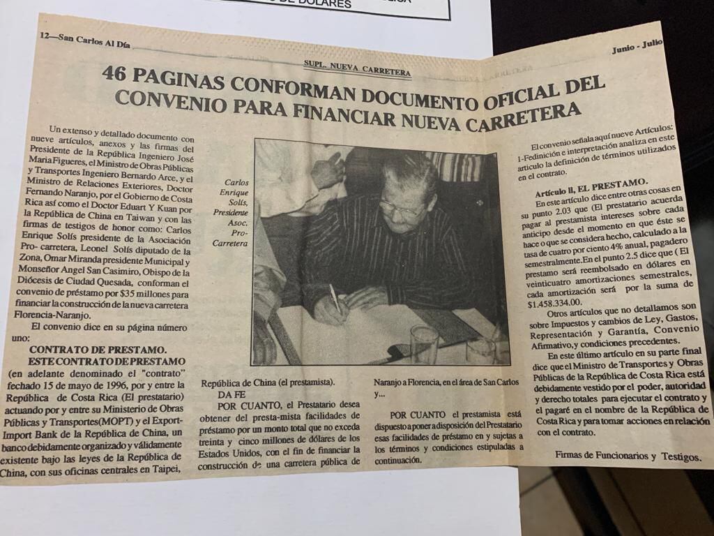 Carlos Solís fue el primer presidente de la Asociación pro carretera. Su hijo ahora busca terminar la lucha que inició hace 36 su progenitor.  Foto: Asociación Carretera.
