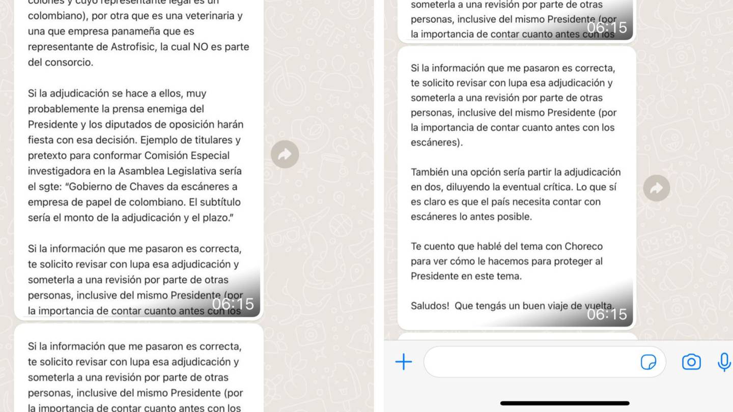 Capturas de pantalla del correo enviado por el exdiputado Otto Guevara al gerente general de Racsa, Mauricio Barrantes, el 22 de abril pasado.